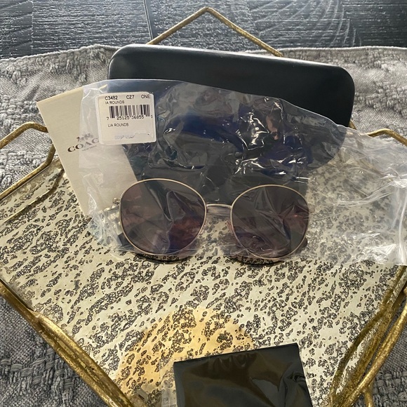 New Coach Women's Gold and Black Sunglasses - Picture 2 of 8